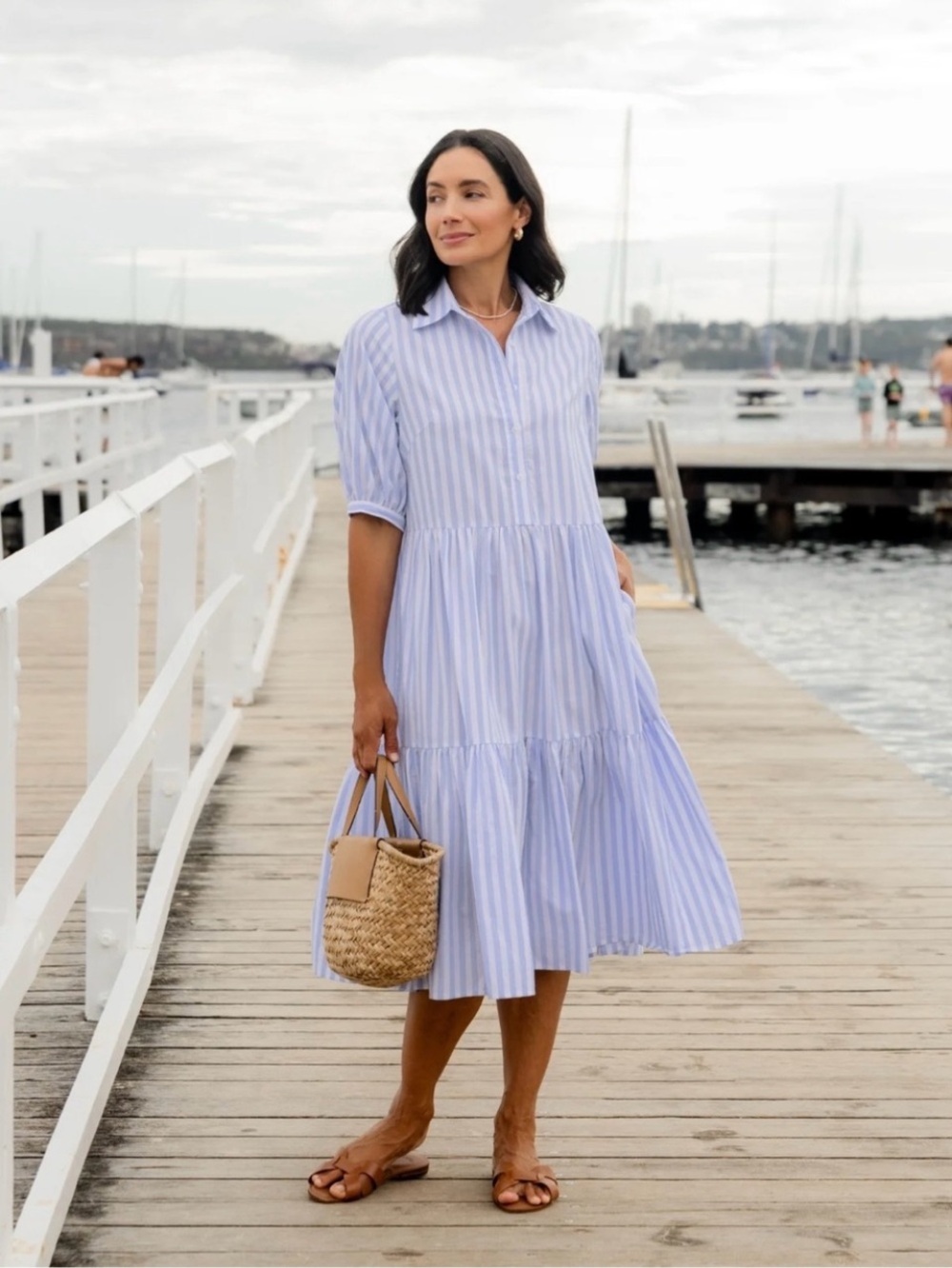 Maye Dress Marnie Midi Shirtdress Maye The Label Blue Striped 
Quiet Luxury